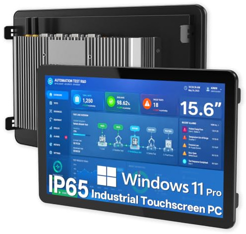 NORQIN 15,6-Zoll Lüftungsloser Industrie Panel PC,All-in-One Touchscreen PC | Fanless Computer,IP65 Kapazitiv Monitor,1920×1080 FHD,Windows 11 Pro,für Kioske,Fabriken,Automatisierung(i5-1235U,16G+256G)