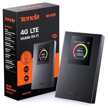 Tenda Mobiler WLAN Router mit LCD-Anzeige, Wi-Fi 6 Tragbarer Hotspot, 2100mAh Akku, USB-C-Port, Plug & Play, WPA3, 4G-Modem, MiFi, Mini-Größe, kompatibel mit entsperrter Nano-SIM-Karten, MF6