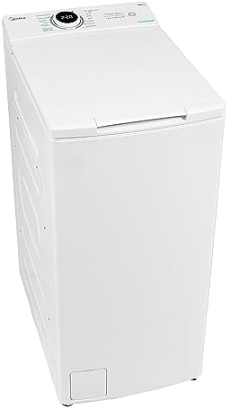 Midea Toplader Waschmaschine MF10ET70B / 7KG / A / 1200 U/min/BLDC Inverter Mortor/Dampffunktion/SoftOpener/XL Türöffnung/Kurz 15'&45' / Mehrere Temperaturoptionen/AquaStop, Weiß