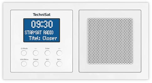 TechniSat DIGITRADIO UP 1 - DAB+ Unterputzradio zur Anbringung in jeder Doppel Unterputzdose (DAB, UKW, Bluetooth-Empfang, dimmbares LCD-Display, Wecker, Sleeptimer, 2 Watt RMS, Equalizer) weiß
