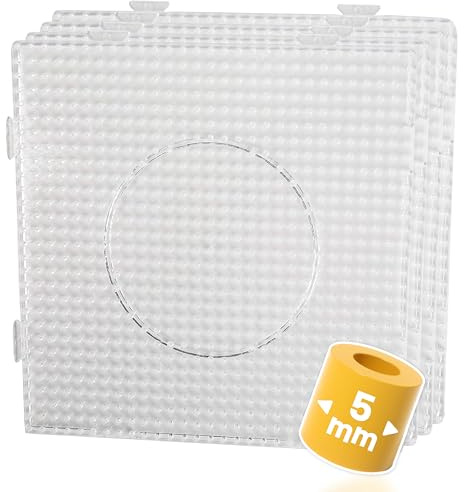 Smowo® 4 Bügelperlen Platten - 5mm Steckplatten Quadratisch und transparent - zusammensteckbar mit Stiftplatten - 14,5 x 14,5 cm