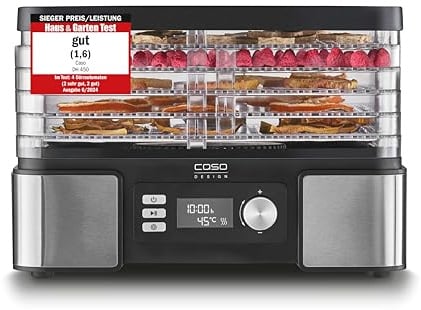 Caso DH 450 Dörrautomat, Testsieger Haus & Garten Test, für z.B. Obst, Gemüse, Kräutern etc., Temperatur individuell einstellbar von 30 ‐ 70 °C, Timer einstellbar von 0,5 ‐ 48 h