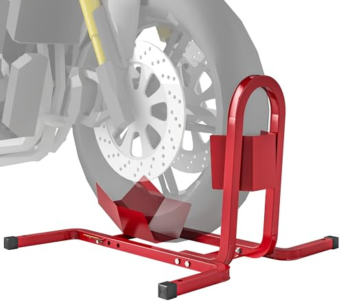 HOMCOM Motorradständer für 17-21, 430-530 mm Vorderrad, einstellbare Motorradwippe aus Metall, Transportständer Montageständer Rot