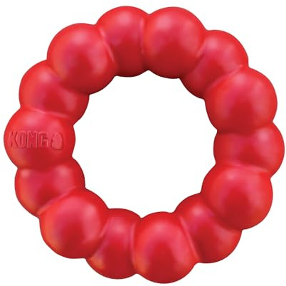 KONG Ring - Hundekauspielzeug - Unterstützt die Zahngesundheit - Langlebiger Naturkautschuk - Für Kleine/Mittelgroße Hunde