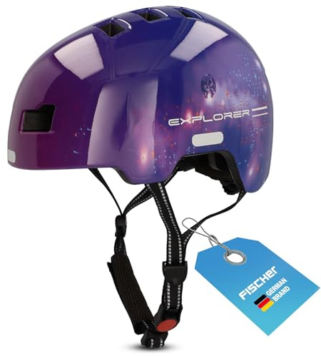 FISCHER BMX Fahrradhelm, Radhelm, Dirt Bike Helm Plus Explorer, S/M, 54-59cm, schwarz, mit integriertem LED-Rücklicht
