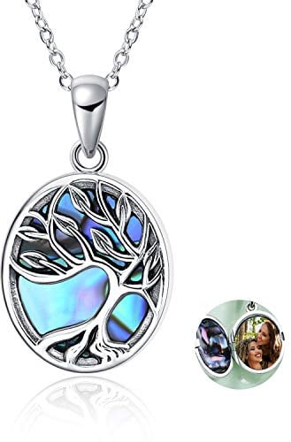 YAFEINI Baum des Lebens Medaillon Halskette S925 Sterling Silber Medaillon Halskette, die Bilder hält Baum des Lebens Medaillon Anhänger Schmuck für Frauen Frau Freundin