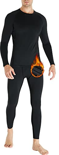HOPLYNN Thermal Underwear Herren Funktionsunterwäsche Set Atmungsaktiv Innenfleece Skiunterwäsche Männer Winter für Joggen,Radfahren,Fußball,Skifahren,Motorrad Warme