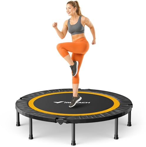 MERACH Mini Trampolin - 102cm/122cm Fitness Trampolin Faltbar, Maximale Belastung 150 KG, Trampoline für Bewegungstraining Leise