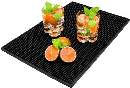 Bar Service Matte, Bar Mat 45x30cm Barmatte Gummi Bar Zubehör Abtropfmatte Geschirr Trocknungs Pad Überlaufmatte Schnell Trocknend Rutschfest für Bar Club Küche Café für Abtropfständer Schwarz