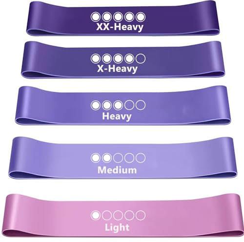 FOLAI Widerstandsbänder [5er Set] Fitnessband mit Übungsanleitung auf Deutsch & Tragebeutel Resistance Bands Gymnastikband für Muskelaufbau Pilates Yoga