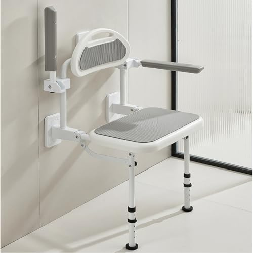 HEYOUTH Duschhocker Klappbar,Duschklappsitz für Wandmontage,Duschstuhl für Senioren,rutschfeste Duschhocker Modern,Duschsitz Klappbar Wandmontage,bis 180KG,für Senioren,Kinder und Behinderte