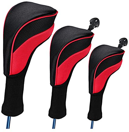 Namvo Golfschlägerhauben für Golfschläger/Schläger, aus Holz, 3 Stück, Rot