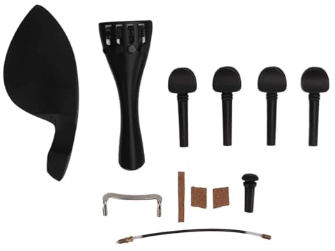 4/4 Violinen Zubehör Kit, 12 Stück Kinnstütze Saitenbrett Saitenhalter 4 Stimmwirbel Endknopf Schwanzseil Wangenauflagenschraube Violinen Geigen Klassisches Cello Musikalischer Saitenhalter Zubehör