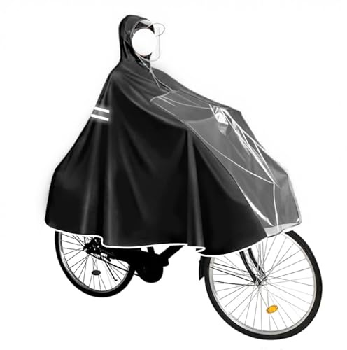 Regenponcho Fahrrad Herren Damen – Wasserdichter XXL Fahrradponcho mit Kapuze, transparentem Sichtfenster & Reflektorstreifen, Regencape Fahrrad Unisex, Fahrrad Regenbekleidung für E-Bike & Outdoor