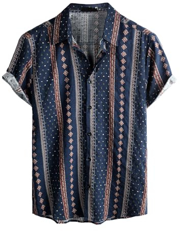 VATPAVE Herren Hawaii Hemd Männer Kurzarm Sommer Strand Blumen Hawaiihemd | Freizeithemd, Casual, Strand, Tropisch, Urlaub, Festival, Rave, Resort, Vintage, Boho, Hippie, Leichtgewichtig