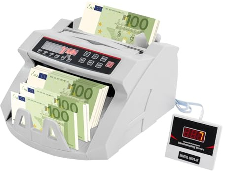 Fyssnn Geldzählmaschine MG/MT-Erkennung Geldscheinzähler mit LED-Display und Falschgeld-Detektor 900 Blatt/min Geldscheinprüfer für EUR, USD, GBP von Laden, Bank, Büro