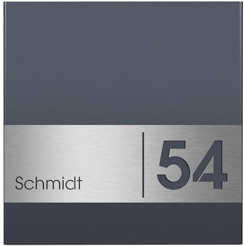 MOCAVI ZBox 111 Zaunbriefkasten mit Hausnummer und Name anthrazit-edelstahl ral7016 Zaunmontage Entnahme hinten Designer-Postkasten