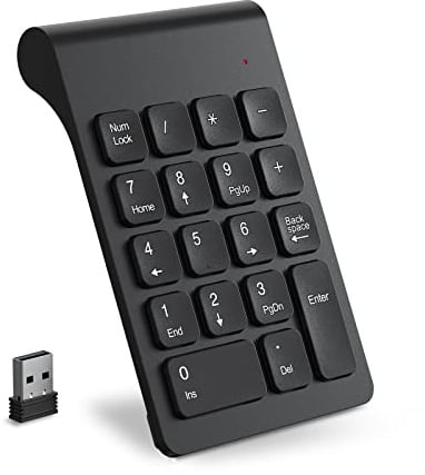 cimetech Tragbarer Mini-Ziffernblock 2,4 GHz, 18 Tasten, USB-Empfänger | Plug & Play, kein Treiber nötig. Kompatibel mit allen gängigen PCs und Laptops. Ergonomische Form für komfortables Arbeiten