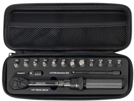 Hairich Drehmomentschlüssel Fahrrad 1/4 Zoll, 15-teiliges Set mit Innensechskant Hex und Torx Bits, 2-20 Nm Messbereich, inklusive Verlängerungsstange, Torque Wrench für Bicycle