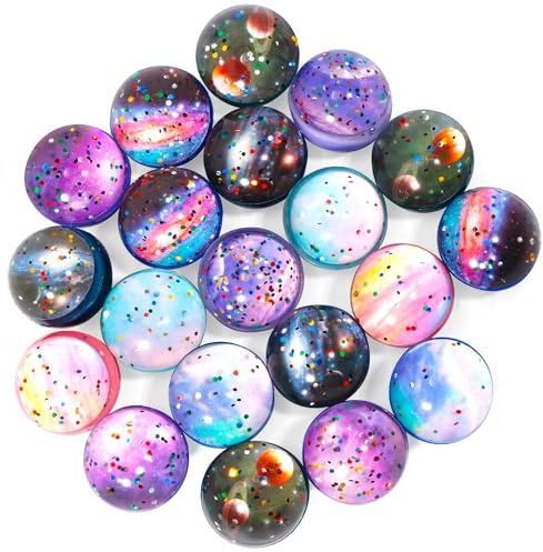 Pllieay Flummis, 32 mm, Weltraumthema, Flummis als Gastgeschenke für Kinder, Geschenktütenfüllung, 20 Stück