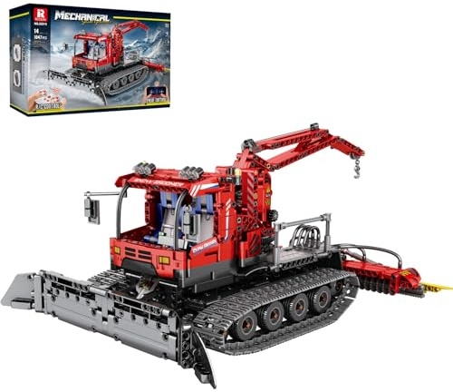 Reobrix Schneepflug Klemmbausteine Set mit Motor, 22019 Ferngesteuertes Schneepflug Baustein Set Spielzeug, LKW Baufahrzeuge Spielzeug für Erwachsene, 1047 Teile BAU-LKW Modell Geschenk Jungen ab 14+