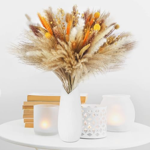 Sosayet Trockenblumen Herbst, Pampasgras für herbstdeko, Fall Decor, Hochzeit, Zuhause, Esszimmertisch, Partydekor, Natürliche Trockenblumen Deko im Boho Stil