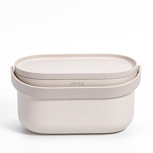 Urbalive Design Biomülleimer für Küche, 4 L, Beige mit Kaffeesatz | Komposteimer für Küche mit Deckel, kleiner Mülleimer für alltäglichen Biomüll, spülmaschinenfest, inkl. Biomüllbeutel