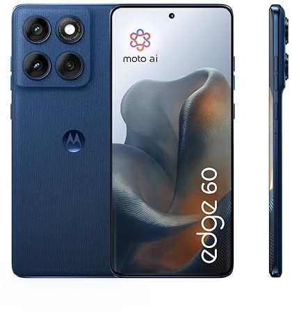 Motorola Edge 60 Smartphone (6,76“-Super-HD-Display, 50-MP-Kamera mit Moto-KI, 12/512 GB, 5200 mAh, Android 15) Pantone Gibraltar Sea, inkl. Schutzcover + Handyhalter handverlesen bei Amazon