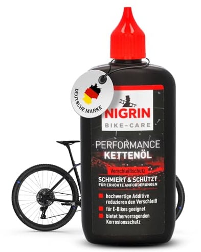 NIGRIN BIKE-CARE E-Bike-Kettenöl, 100 ml Flasche, Fahrradkettenöl, verringert Reibung, macht Fahrradketten leichtläufig