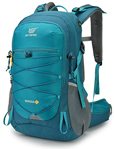 SKYSPER Wanderrucksack 35L Hiking Backpack Rucksack | mit Regenschutz Trekkingrucksack mit Rückenbelüftung & Trinksystem aus atmungsaktivem 3D Air Mesh Polyester Wandern