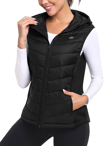 MoFiz Steppweste Damen Daunenweste Ärmellos Übergangsjacke für Outdoor | leicht steppweste damen, warm Ärmellos weste mit kapuze für wandern