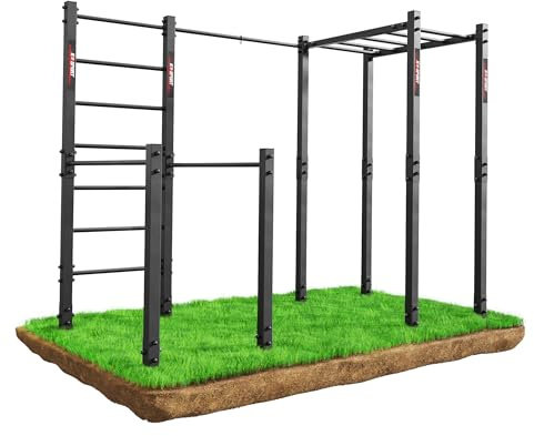 K-Sport: Calesthenics Turnstange für den Garten I Reckstange Garten bis 150 kg belastbar I Wetterfeste Kraftstation mit Barren, Sprossenwand, Klimmzugstange & Hangelleiter I Made in EU
