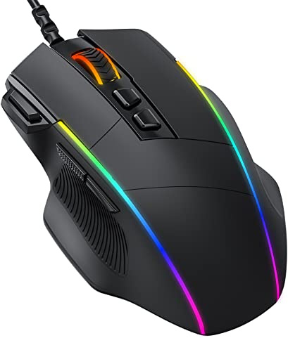 Dacoity Gaming Maus, Gaming Mouse mit 8 Programmierbare Tasten und Einstellbar 8000 DPI, RGB Beleuchtung PC Maus mit Kabel,USB-Wired Mouse mit Feuertaste ergonomisches für MMO,FPS,MOBA,Windows,PC,Mac