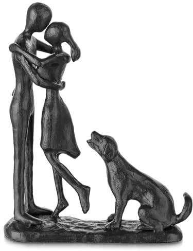 Sziqiqi Eisen Jahrestag Geschenke für Sie - Paar Liebe Skulptur Eisen Jahrestag Geschenk für Paar Freundin Frau Ihm Schwarz Statue Metall Figuren für Home Decor Hochzeit Weihnachten Geburtstag
