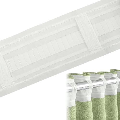 COGVOHY Gardinenband 10M, Kräuselband zum Aufnähen 8.5CM Breite, Weißes Vorhangband aus Nylon-Mesh, Universelles Faltenband für Gardinen für Römische Stangen & Haken, DIY Gardinenzubehör