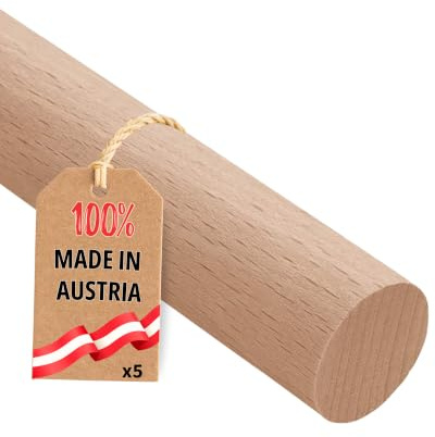 Gedotec Buchen-Rundstab 6 x 1000 mm - 5 Stück Rundholz Bastelstäbe | Buchenholz massiv, feingeschliffen, Laternenstab und Holzdübel zum Basteln, Dekoration & Modellbau, Holzstab, Holzstäbchen