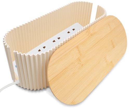 Kabelbox & Bambusdeckel - Kabelmanagement Box zum Verstecken & Organisieren von Kabeln - Schreibtisch Organizer für Büro und Zuhause