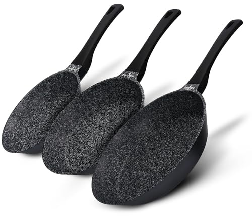 ZWIEGER Aluguss Pfannenset Induktion – 3-teiliges Set: Bratpfannen 28 cm, 24 cm und 20 cm. Aluguss, vollflächiger Edelstahlboden, für alle Herdarten geeignet – Antihaft, PFOA- & PFOS-frei