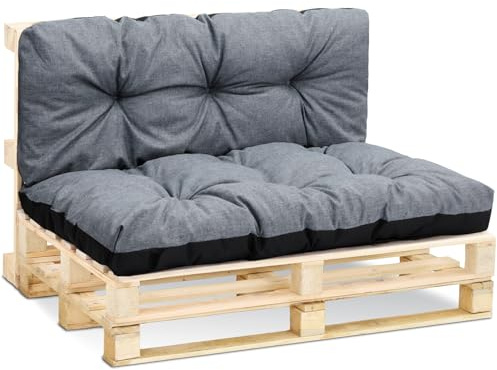 Amazinggirl Palettenkissen Outdoor Kissen Sitzkissen 120x80 cm - Auflagen für Paletten Europaletten Palettensofa und Palettenmöbel Palettenpolster Outdoorkissen Gartenkissen Grau