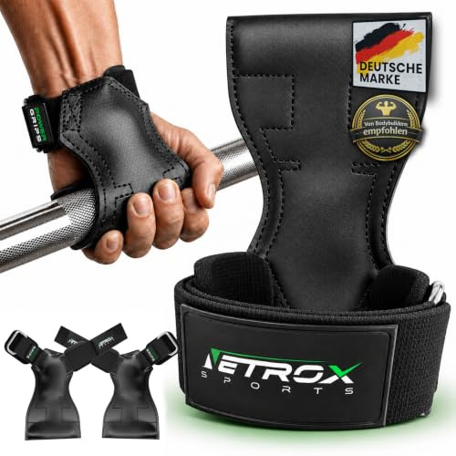 NetroxSports - Power Grips Fast Zughilfen für Krafttraining – Fitness Lifting Straps für Kreuzheben, Bodybuilding mit Handgelenkschutz - Grip Zughilfe, Zughilfen Gym, Griffhilfen Männer & Frauen