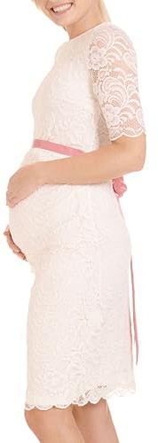 Herzmutter Umstandskleid festlich Schwangerschaft Spitze-Hochzeit 6200 | Schwangerschaftskleid elegant besondere Anlässe kurzarm