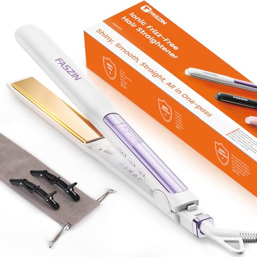 Faszin 2 in 1 Glätteisen Locken und Glätten, Titanplatten Ionen Haarglätter für einen glatten Stil, 20s Schnellaufheizung, 3D-Schwebepanel verhindert Haarziehen, mit LCD-Display, 130°C-230°C - Weiß