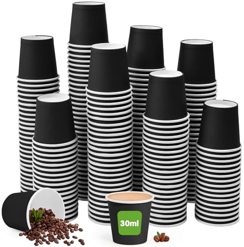 Kleemeiero 200 Stück Pappbecher 30 ml Espresso klein 30ml Kaffeebecher Coffee-to-Go Papptrinkbecher Kraftpapier Becher Papierbecher Einwegbecher Einweg Becher für Kaffee Tee Erfrischungsgetränke