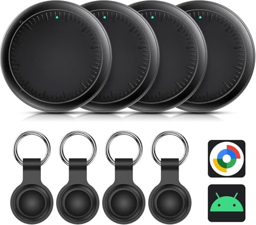 Air Tracker Schlüsselfinder,4 Pack Android Smart kompatibel mit Google Mein Gerät Finden (Android NUR),Air Tracker Schlüsselfinder Bluetooth Tracker für Schlüssel,Gepäck,Taschen (Schwarz)
