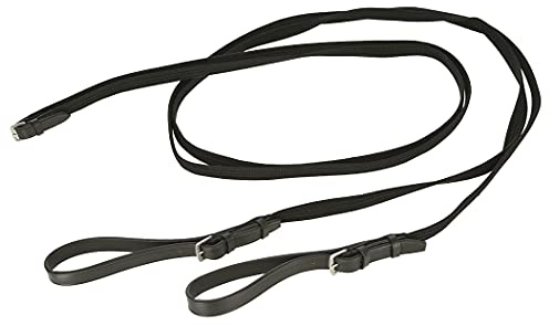 Covalliero Gurt-Schlaufzügel, schwarz mit geteilten Lederschlaufen