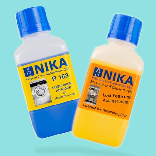NIKA R163 + Nika R165 SPARSET - Waschmaschinen Reiniger | Waschmaschinen Entkalker | Maschinenentfetter entfernt Kalk, Tiefenreinigung, Geschirrspülmaschinen Reiniger - Entkalker
