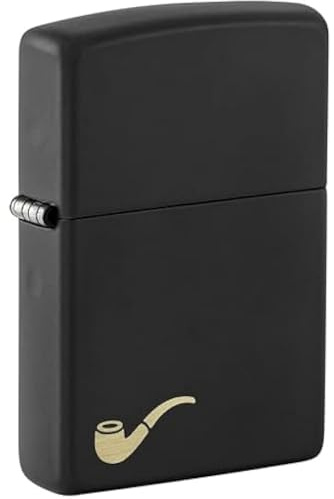 Zippo Sturmfeuerzeug - Modell Pipe - Black Matte Finish mit Lasergravur - Nachfüllbar - Wiederverwendbar - Windfestes Design - Geschenkbox - Made in USA