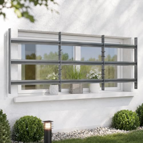 Mucola Fenstergitter Sicherheitsgitter ausziehbar 45x70-130 cm Stahl | Einbruchschutz für Fenster, galvanisch verzinkt, 3 mm Winkeleisen, inkl. Montagematerial und Anleitung, für Haus und Keller