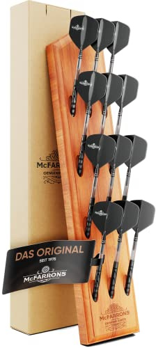 McFARRONS Dart Halter aus Holz für 12 Darts - Praktische Dart Aufbewahrung für die Wand als Zubehör für Jede Art von Dartscheibe - passend für Steeldarts und Softdarts. (Holz/Wood)