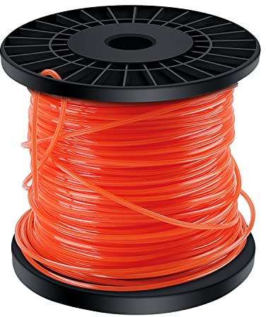 OMECO Mähfaden Trimmerfäden 2,4mm Rasentrimmer Ersatzfaden Trimmer Freischneider Faden für Motorsense Park Garden Rasen Gras Star Form Orange Nylonfaden 100m Rot
